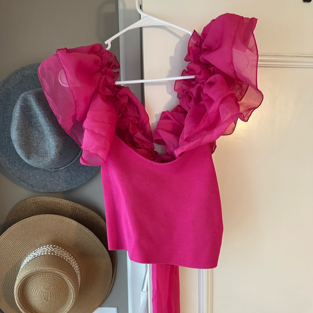 Puff/ruffle sleeve top